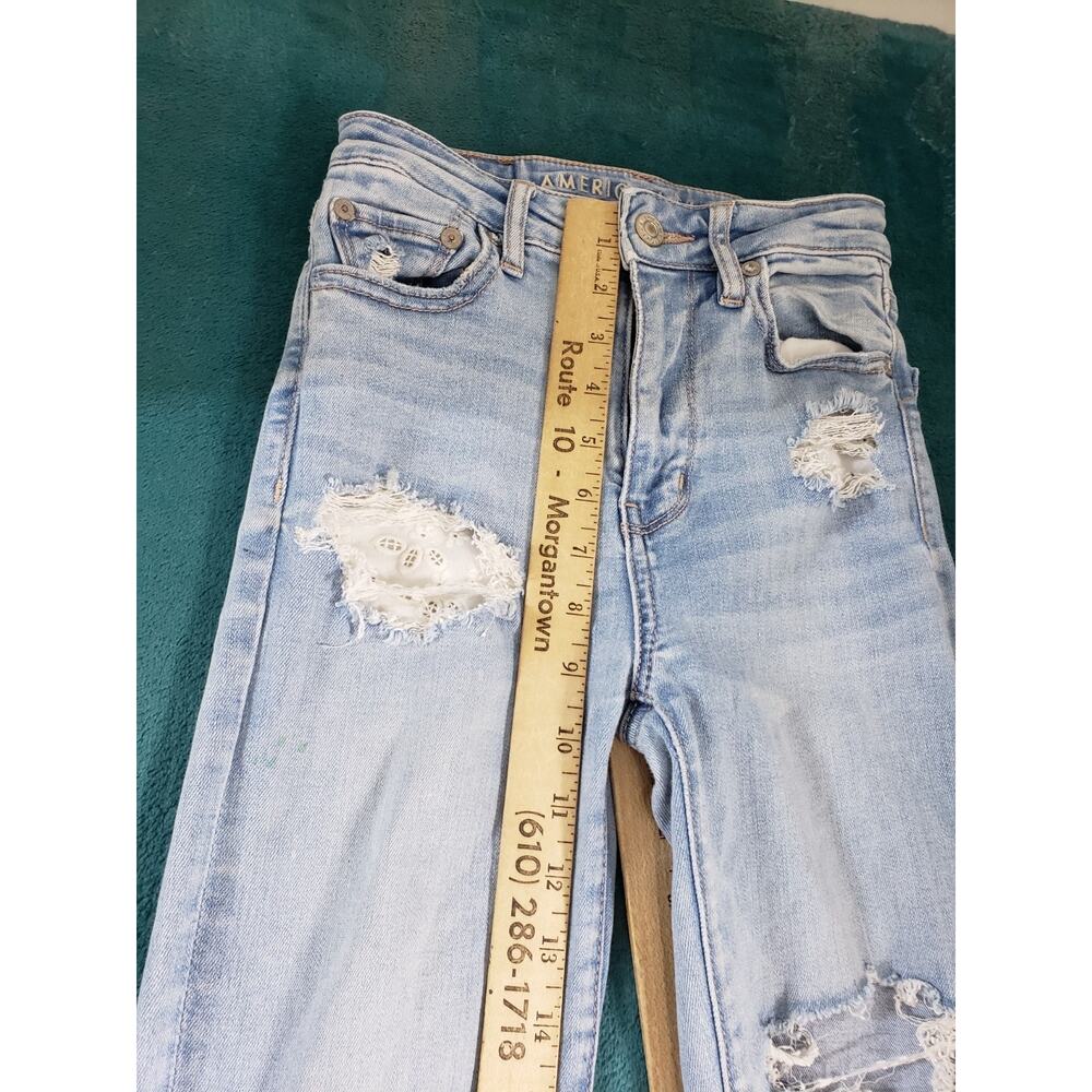 American Eagle Jeans Size 00 Womens Blue Stretch Pants High Rise Real Flared - Picture 9 of 15
